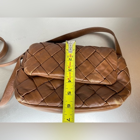 Dune London Dempsey Tan Brown Small Woven Leather Crossbody Bag - Picture 8 of 8